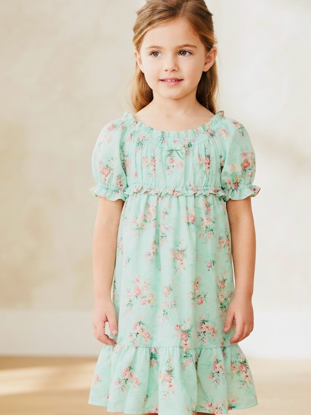 NWT❤️Janie and Jack Floral Chiffon Puff Sleeve Dress sz14
